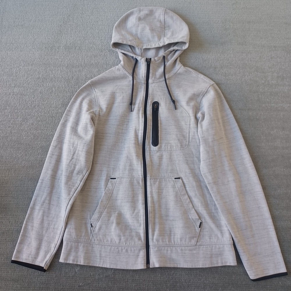 Old Navy Tech Fleece Hoodie Full Zip Maduro Style Windrunner Mens M Gray